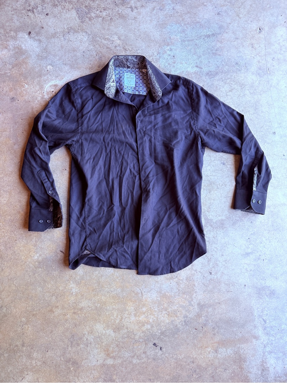 Society Of Threads Black Long-Sleeve Dress Shirt